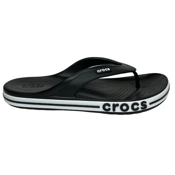 Crocs Bayaband Womens Flip Flop Sandals Size 8 - 9 Black & White‎ Water Friendly - Picture 2 of 14